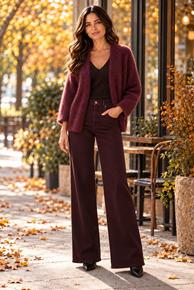 HØSTNYTT!! WIDE LEG MODELL FRA JEWELLY MED GOD STRETCH OG PASSFORM.  BURGUNDY